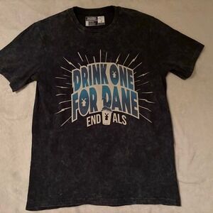 Dutch Bros Coffee Drink One For Dane End ALS Men's M Black Acid Wash Graphic Tee